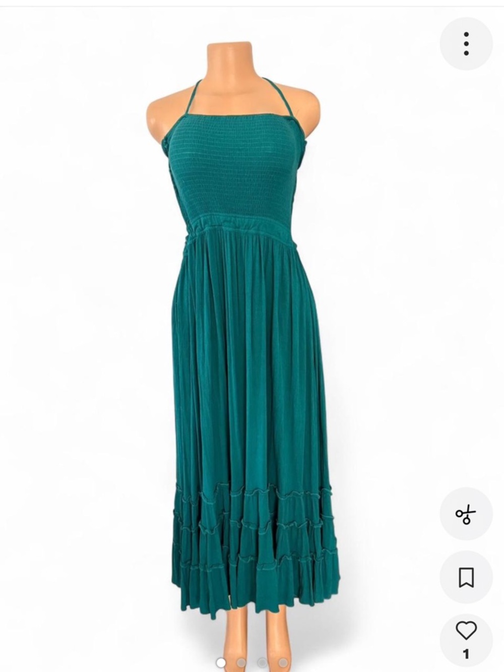 Teal Smocked Halter Maxi Skirt